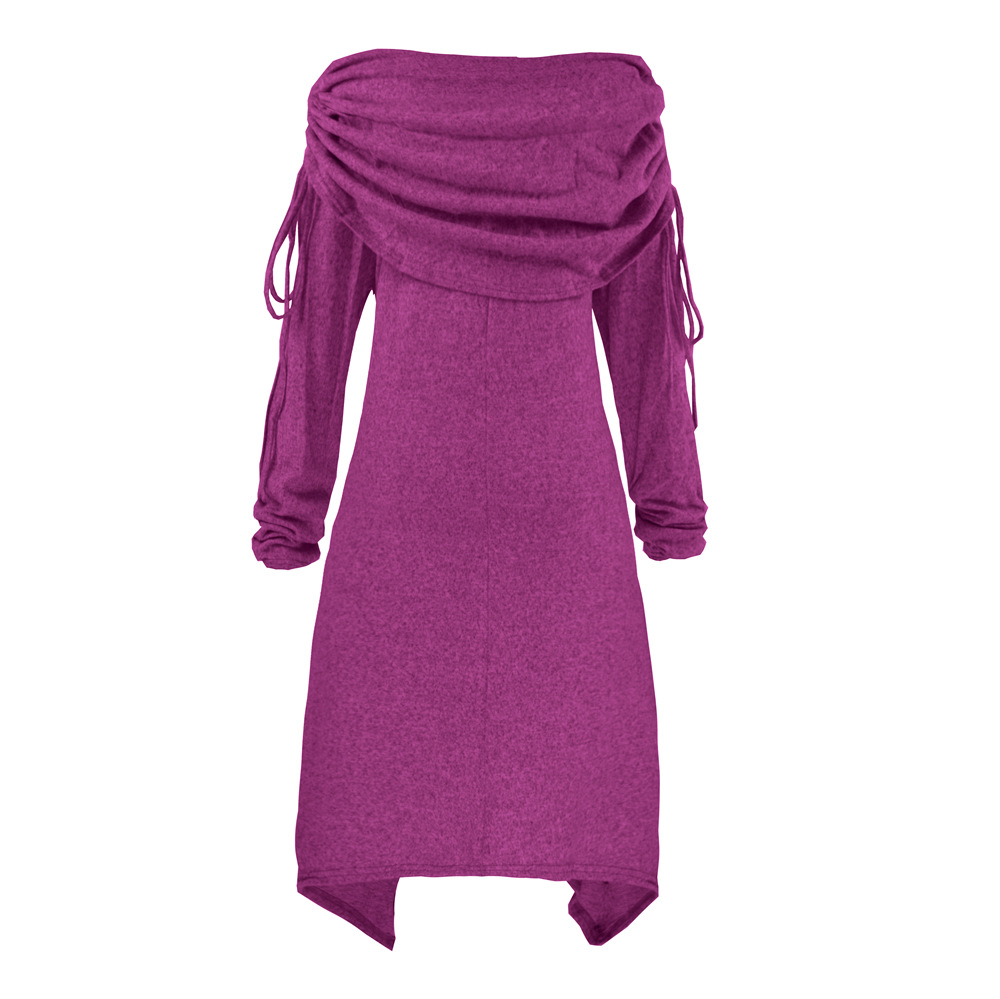 Womens Christmas Snowman Print Dress Pleated Collar Asymmetrical Hem Drawstring Design Perfect for Fall and Winter