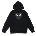 Front small black heart Terry black pullover back big black heart