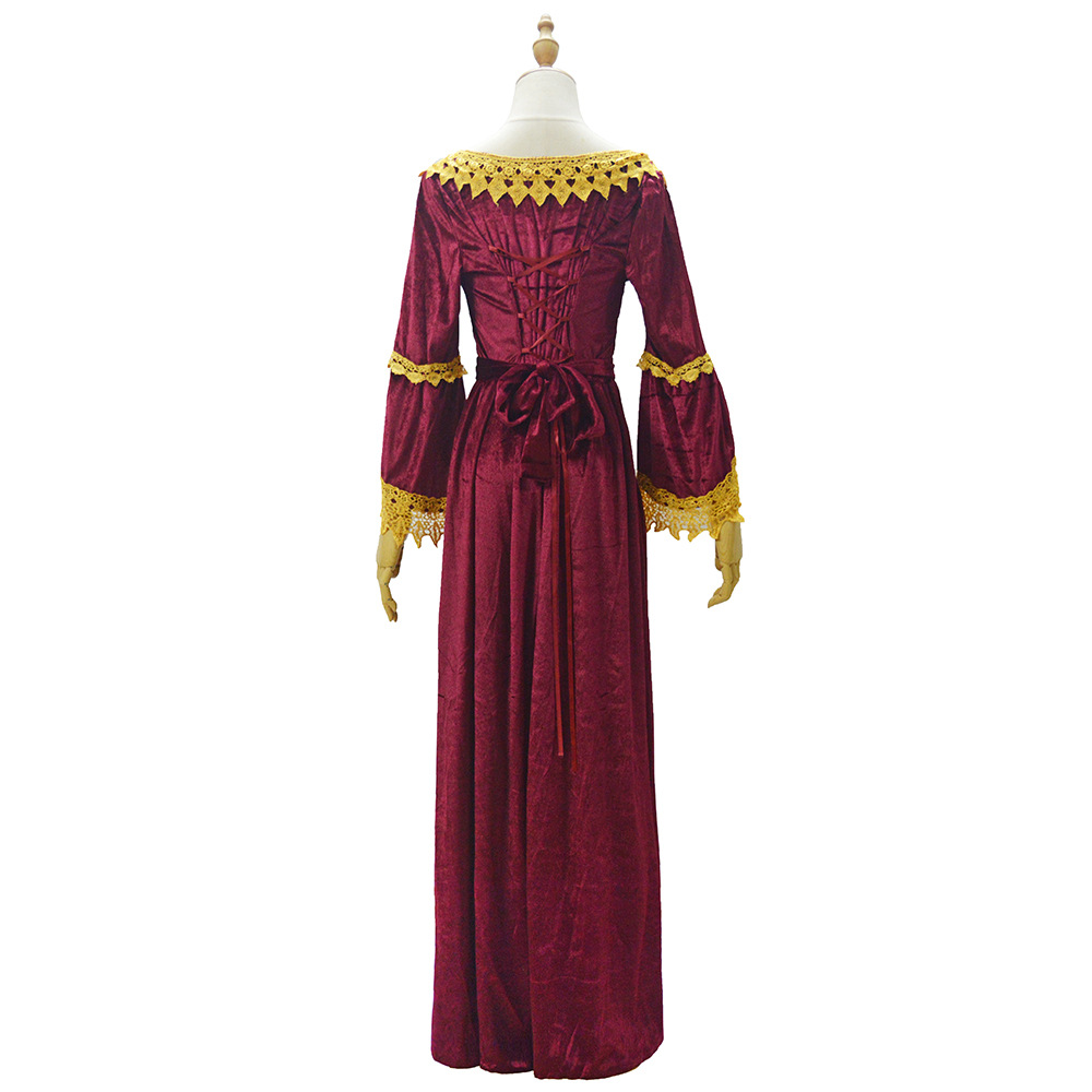 High Waist Long Dress Elegant Solid Color Medieval Style Perfect for Autumn and Winter Events Wholesale Available
