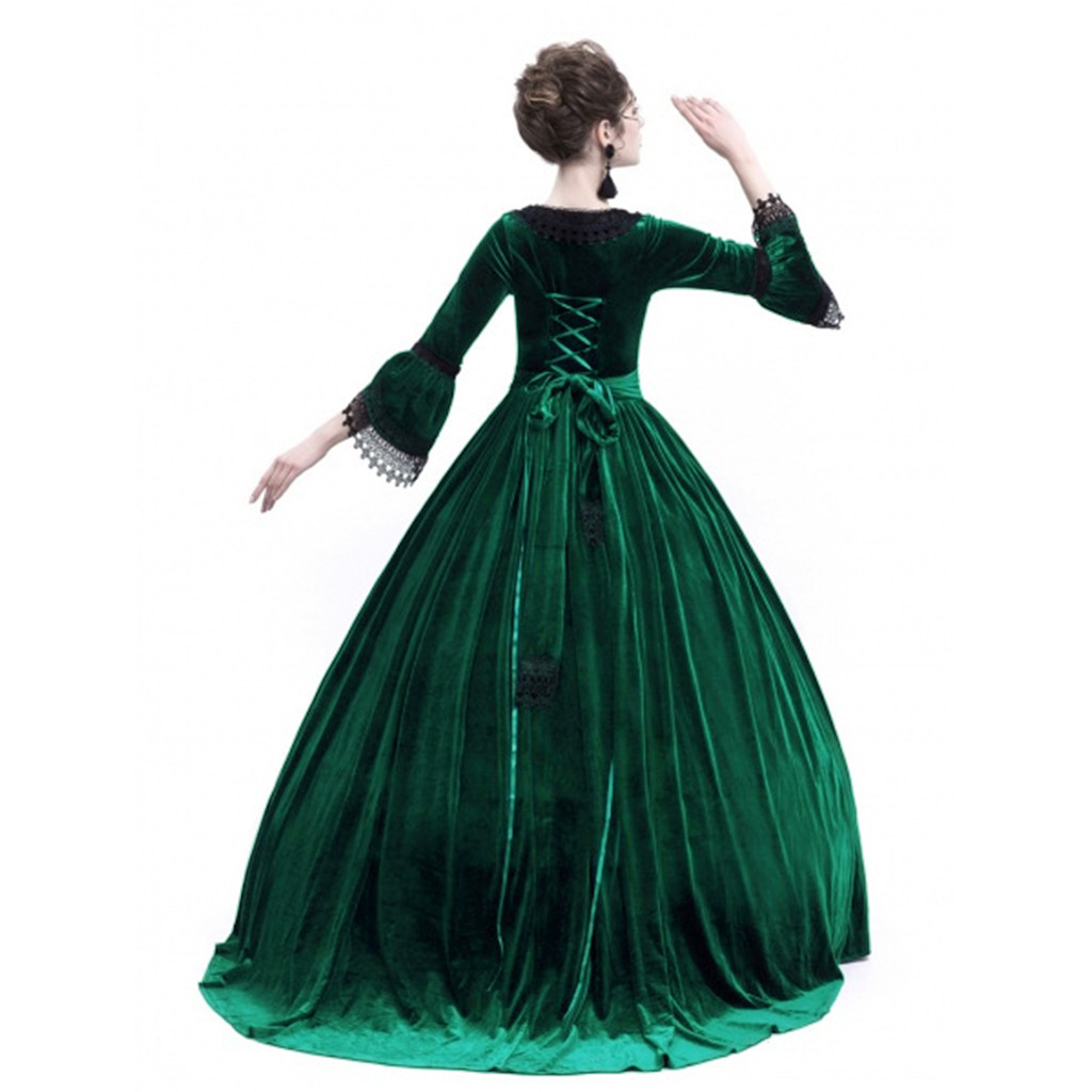 High Waist Long Dress Elegant Solid Color Medieval Style Perfect for Autumn and Winter Events Wholesale Available