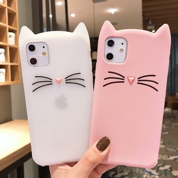 Suitable for Apple 16Pro Max Mobile Phone Case Beard Cat iphone 15 Cartoon 3D Drop-resistant Mobile Phone Case