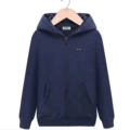 Fleece navy blue cardigan back big black heart