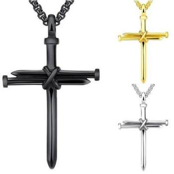 Wish Popular Necklace European and American Titanium Steel Cross Necklace Classic Simple Versatile Stainless Steel Nail Pendant Batch