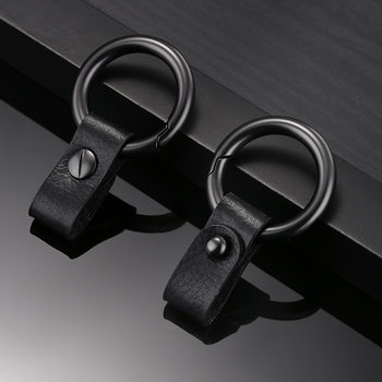 Car key chain men's metal key chain key round buckle leather buckle factory direct support a generation of hair