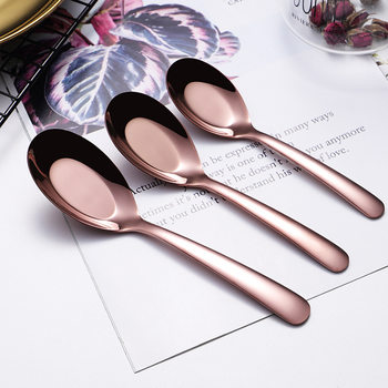 Source Wholesale Home Spoon 304 Stainless Steel Flat Bottom Spoon Large small size Canteen Spoon Children Fruit Scraping Spoon
