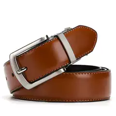 Genuine Leather Belt Men's Swivel Buckle Pin Buckle Belt Men's Versatile Double-Sided Belt Cowhide Belt Factory Wholesale