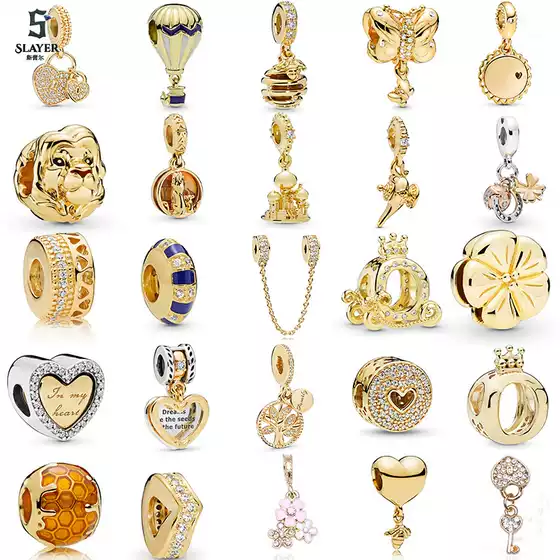 Panjia new gold string pendant jewelry DIY men and women bracelet necklace diamond pendant beads wholesale
