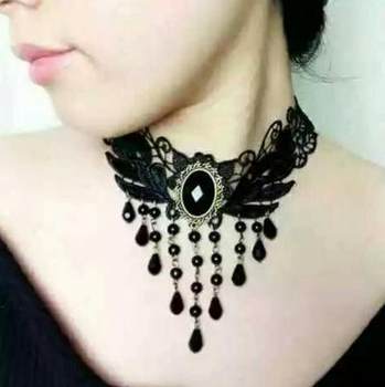 European and American popular foreign trade jewelry black lace crystal jewelry handmade clavicle chain necklace factory direct recommendation