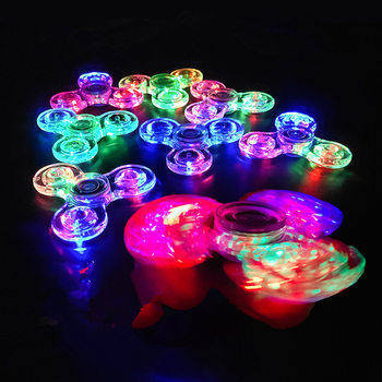 Cross-Border Hot-Selling Crystal Fidget Spinner 2025 New Model Glowing Toy Transparent Fingertip Spinner Stress Relief Stall Hot-Selling Toy