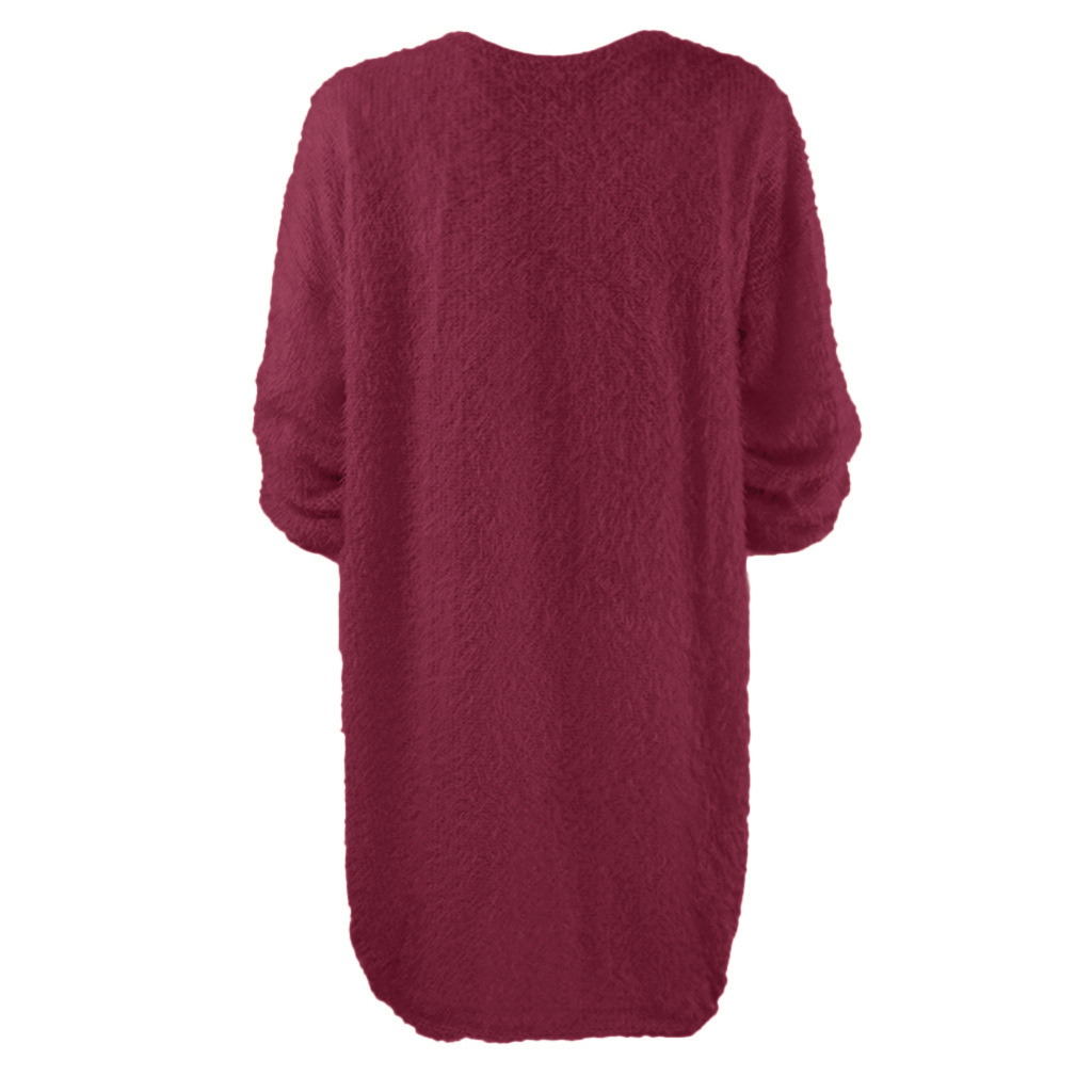 Long Sleeve Plush Midi Dress Loose Fit Round Neck Soft Fabric Fall Winter Fashion Wholesale Available