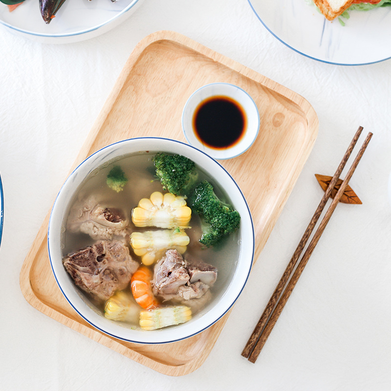 Dehua Ceramic Tableware Wholesale Marble-Patterned Tableware Ins Nordic Style Plates Simple Style Household Salad Bowls