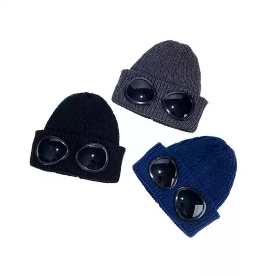 Aviator Sunglasses Knitted Hat Autumn and Winter Cold-Proof Warm Woolen Hat for Men and Women Versatile Trendy Glasses Cold Hat