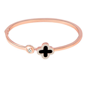 Korean Style Fashion Lucky Four-Leaf Clover Bracelet Rose Gold Environmentally Friendly Bracelet Watch Accessories Jewelry Wholesale Factory Direct Sale