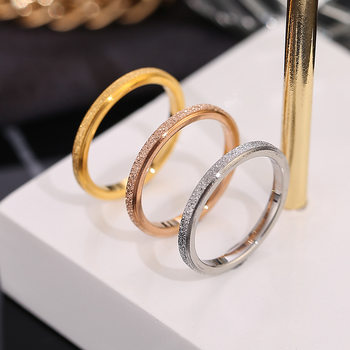 Korean Style Fashionable Cool Titanium Steel Frosted Ring Ring Fashion 18k Rose Gold Stainless Steel Couple's Ring Fine Ring Jewelry