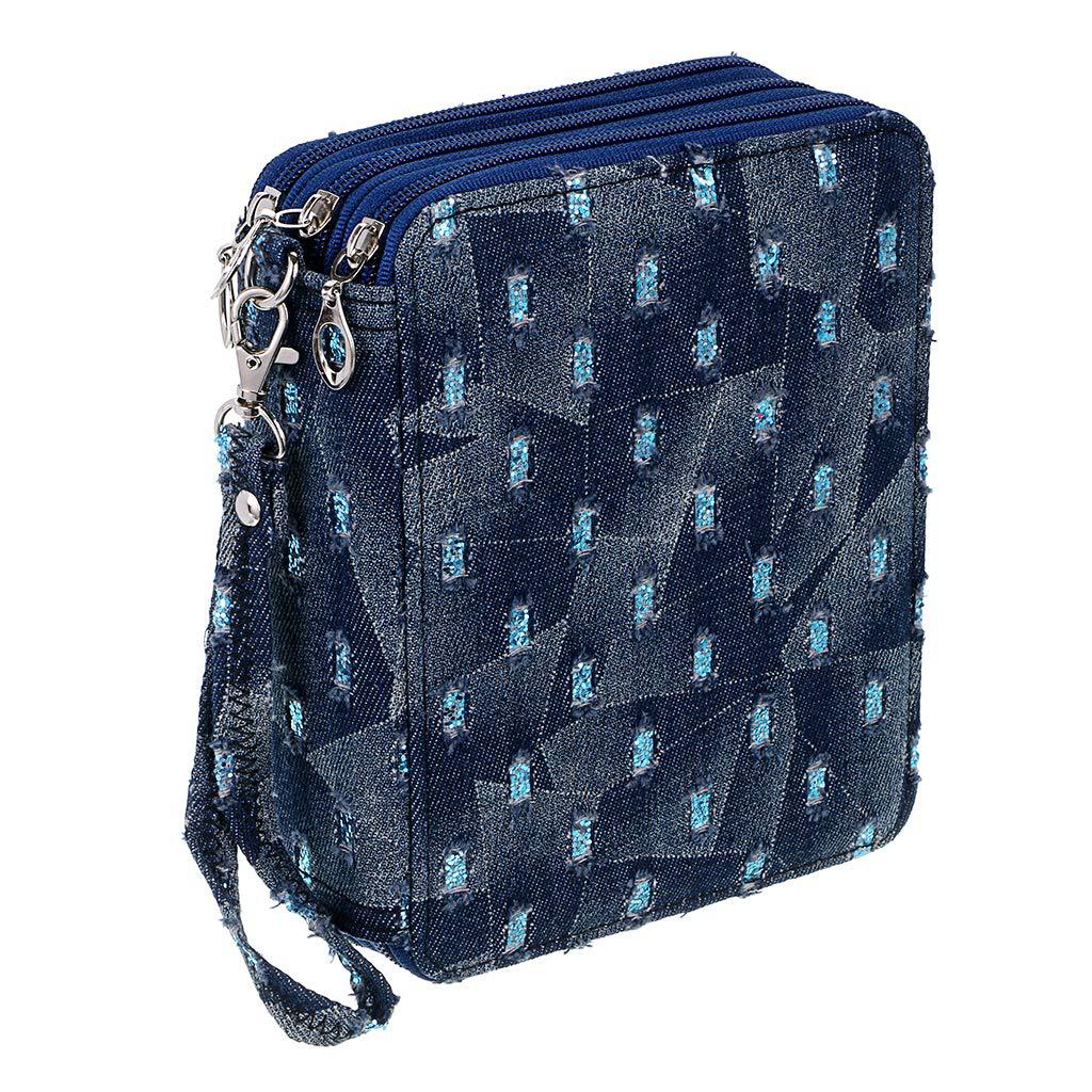 Student Oxford Cloth Stationery 78-Hole Drawing Colored Pencil Storage Bag Sketch Storage Pen Bag Large Capacity Pen Bag