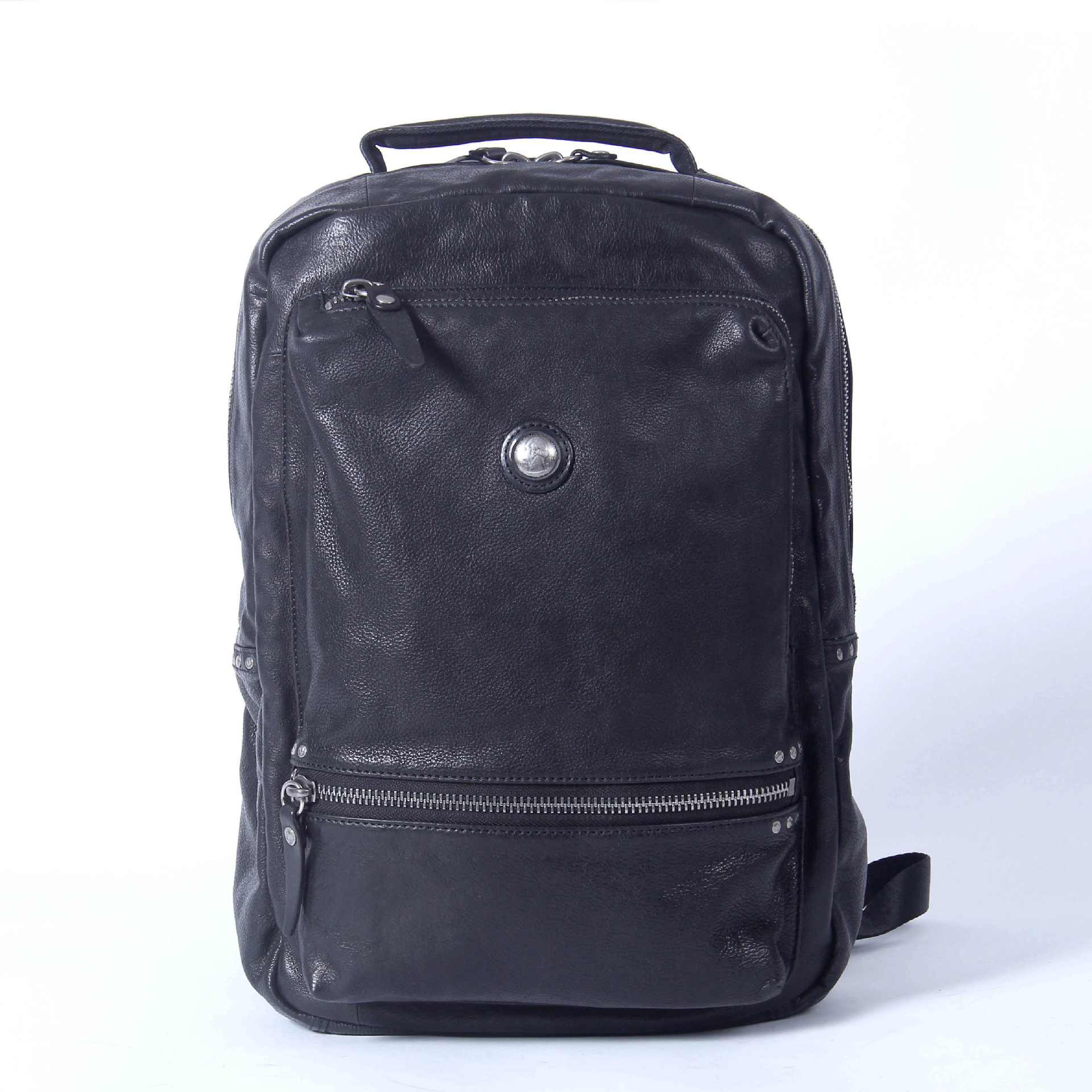Balo Da Bò Nam Vintage Ý Đựng Laptop Chống Sốc Màu Đen