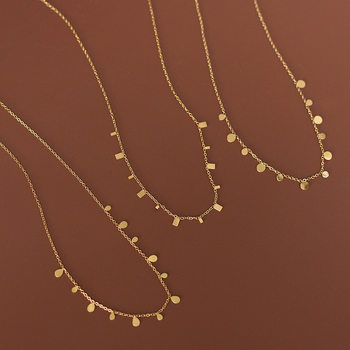 Super Beautiful Spotted Clavicle Chain, Geometric Round Square Drop-Shaped Elegant Small Necklace, Titanium Steel Plated with 18K Gold