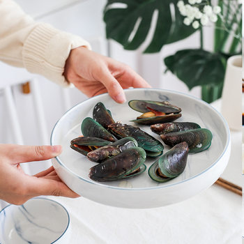 Maker Marble Pattern Tableware ins Nordic Style Plate Simple Household Salad Bowl Ceramic Creative Dining Bowl