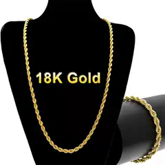 Hot sale gold-plated 18k necklace 4mm thick twist chain gold-plated twisted rope chain for men and women necklace factory direct sale