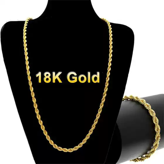 Hot sale gold-plated 18k necklace 4mm thick twist chain gold-plated twisted rope chain for men and women necklace factory direct sale