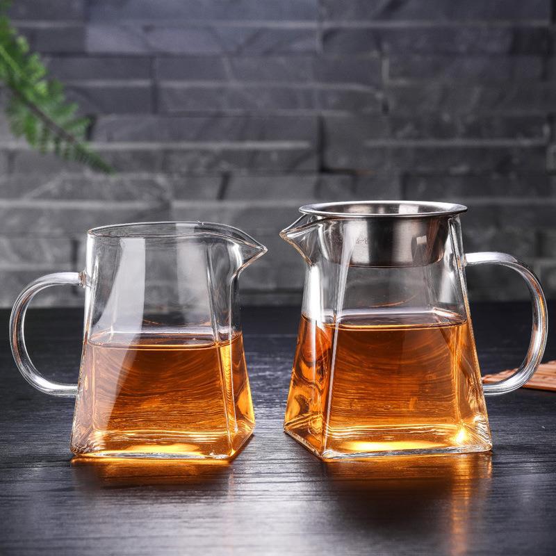 Wholesale High Borosilicate Heat-Resistant Glass Sharing Cup for Home Use, Square Tea Sharing Cup, High-Temperature Resistant Cup