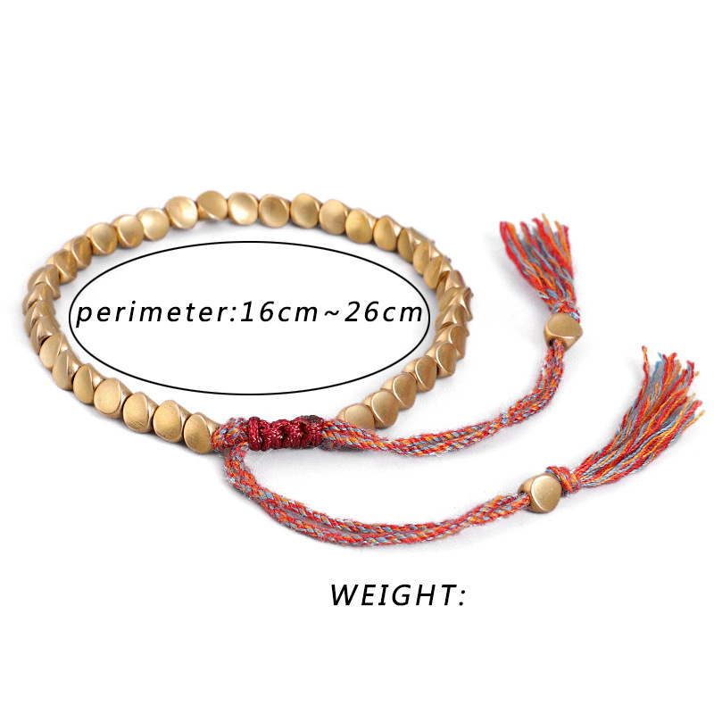 Cross-border new jewelry hand-woven text play line bracelet shaped copper bead bracelet creative pull tassel hand rope