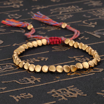Cross-border new jewelry hand-woven text play line bracelet shaped copper bead bracelet creative pull tassel hand rope