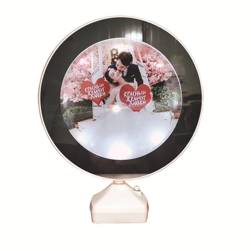 Wholesale Magic Mirror Photo Frame Display Stand Round Heart-Shaped Led Magic Mirror Wedding Children's Photo Studio Photo Frame Table Lamp Gift