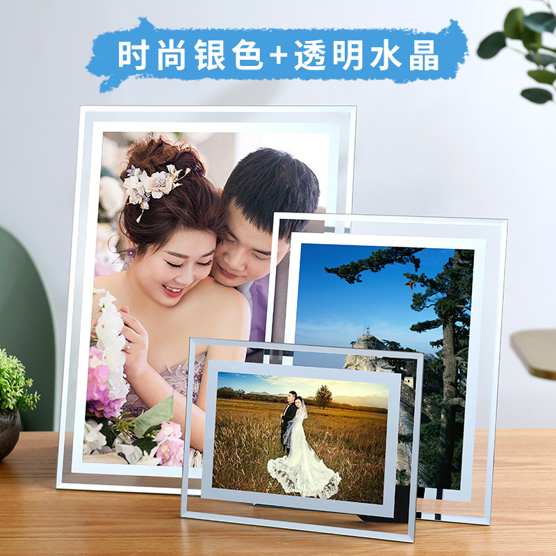 Wholesale Creative Gift Display Stand A4 Certificate Frame Manufacturer Picture Frame Ornaments Crystal Glass Photo Frame