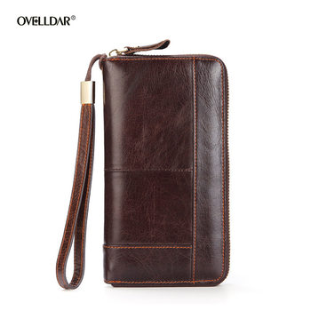 Men's Long Clutch Bag Genuine Leather Wallet First Layer Cowhide Wallet Bag Business Mobile Phone Bag Multi-Functional Clutch Bag