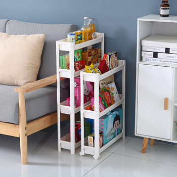 Narrow Slit Storage Rack behind Door Kitchen and Bathroom Multi-layer Sundries Gap Storage Rack Household Cart Thin Narrow Cabinet