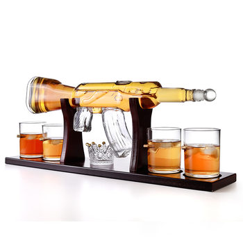 Cross-border sale of elegant gun whisky-shaped glass wine container glass wine set craft wine bottle
