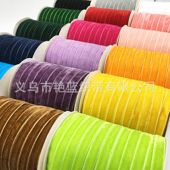1cm Flocked Ribbon Single-Sided Velvet Ribbon Velvet Ribbon Ribbon Non-Elastic Velvet Ribbon DIY Accessories in Stock