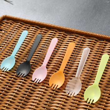 Disposable fork fruit fork plastic knife fork spoon dessert spoon cake tableware fork spoon independent packaging wholesale