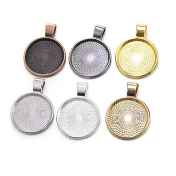 Alloy jewelry accessories diy20mm round Time Gem alloy base necklace pendant pendant factory wholesale
