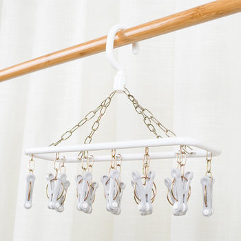 Hongda 16191 rectangular 12-clip thick sun-resistant iron chain drying rack windproof socks drying rack for small apartment