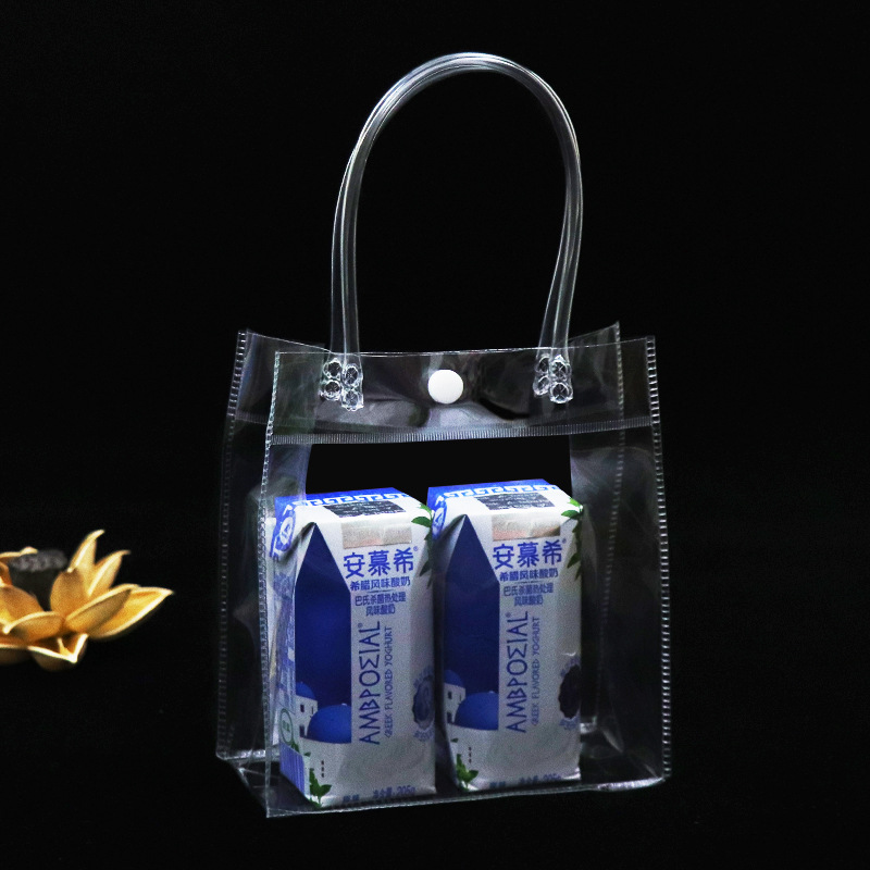 Plastic Transparent Pvc Handbag Custom Plastic Gift Bag Cosmetic Packaging Bag Popular Hand Bag Customization