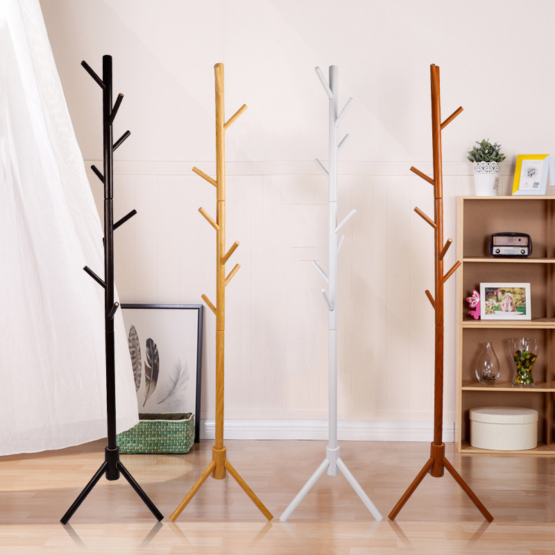 Household Simple Solid Wood Hanger Living Room Bedroom Hanger Simple Solid Wood Floor Coat Rack