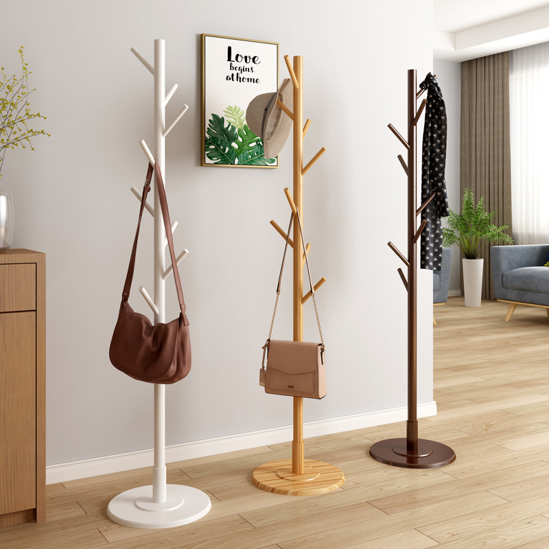 Fulin Kai Tak European Style Solid Wood Coat Rack Creative Disc Bottom Bedroom Living Room Floor Hanger Clothes Hanger