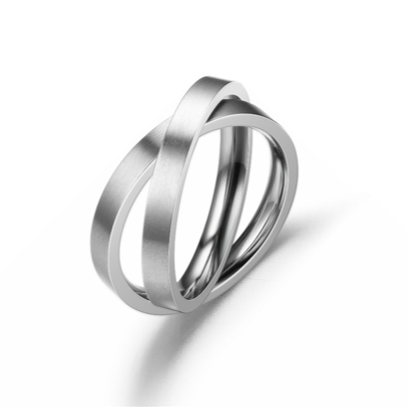 Cross-Border European and American Popular Jewelry, Fashionable Titanium Steel Double Ring Ring, Decompression, Anti-Anxiety, Mindfulness Meditation Rotating Ring