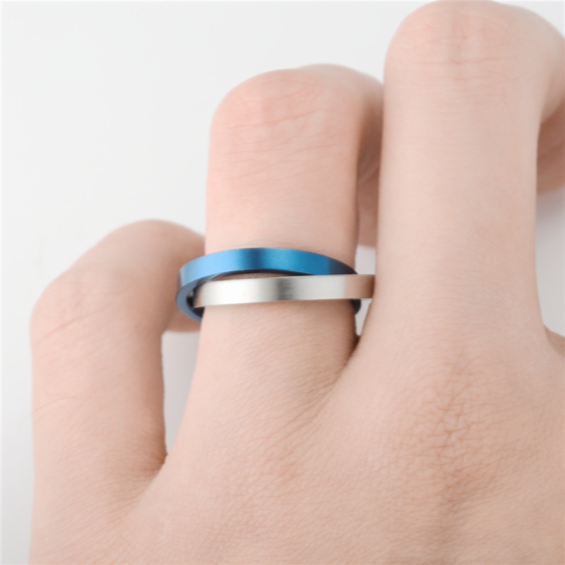 Cross-Border European and American Popular Jewelry, Fashionable Titanium Steel Double Ring Ring, Decompression, Anti-Anxiety, Mindfulness Meditation Rotating Ring