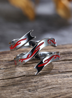 中国风电影三太子哪吒同款混天绫钛钢戒指神话封神榜法魔童戒指