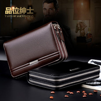 Foreign Trade Men's Bag with Multiple Card Slots, Men's Clutch Bag with Double Zipper, Long Wallet, Business Clutch Bag, Men's Clutch Bag, Clutch Bag