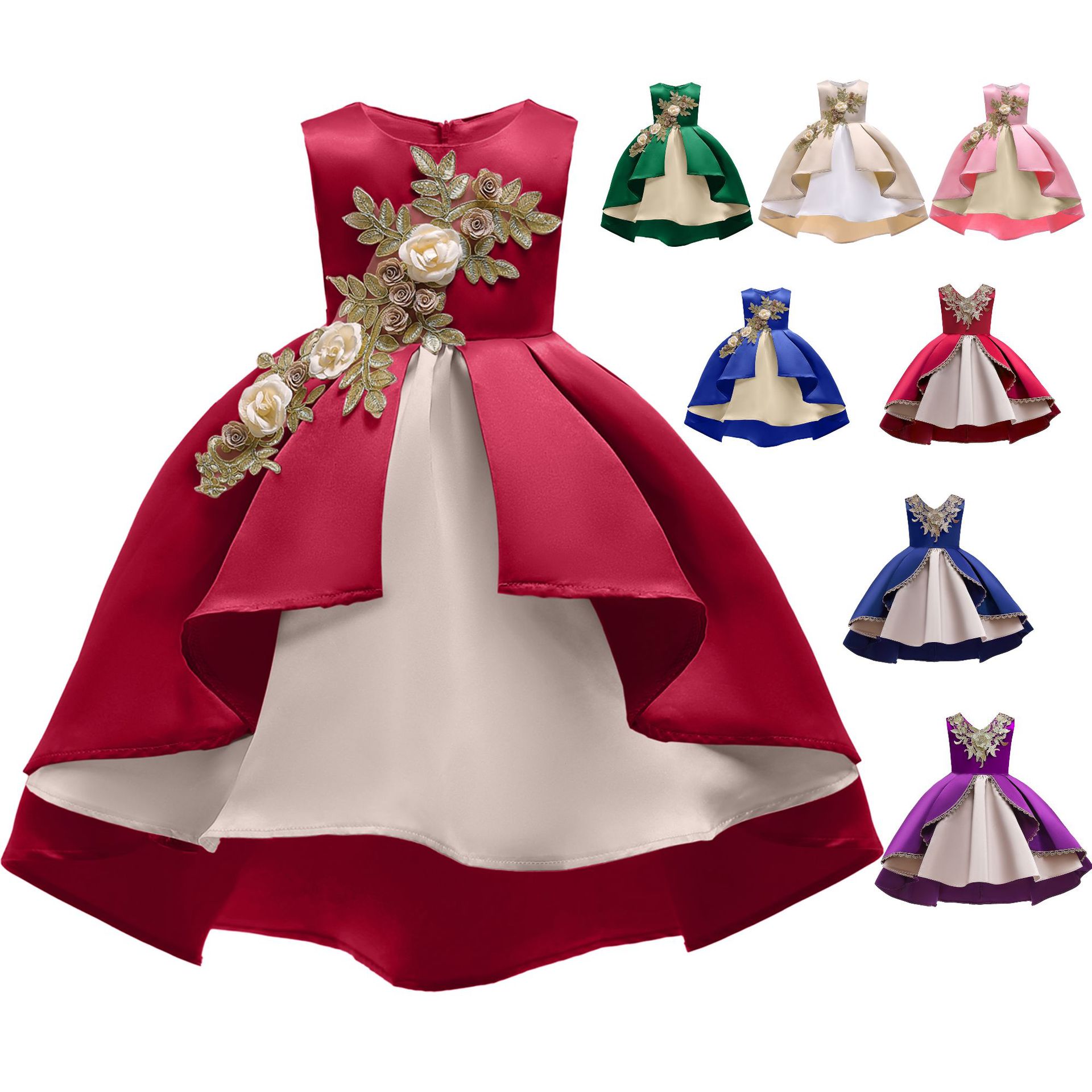 children's clothing embroidered children's dresses performance evening dress girls princess dress puffy children's dress