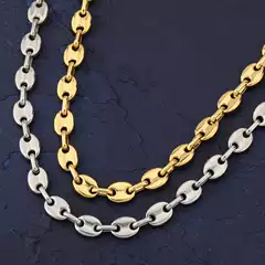 European and American Stainless Steel Button Hip Hop Chain Real Gold Electroplated Titanium Steel Necklace Men's and Women's Clavicle Chain Necklace Chain