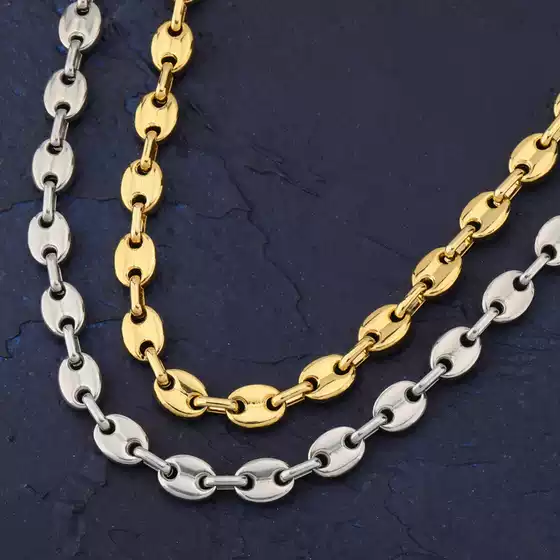 European and American Stainless Steel Button Hip Hop Chain Real Gold Electroplated Titanium Steel Necklace Men's and Women's Clavicle Chain Necklace Chain
