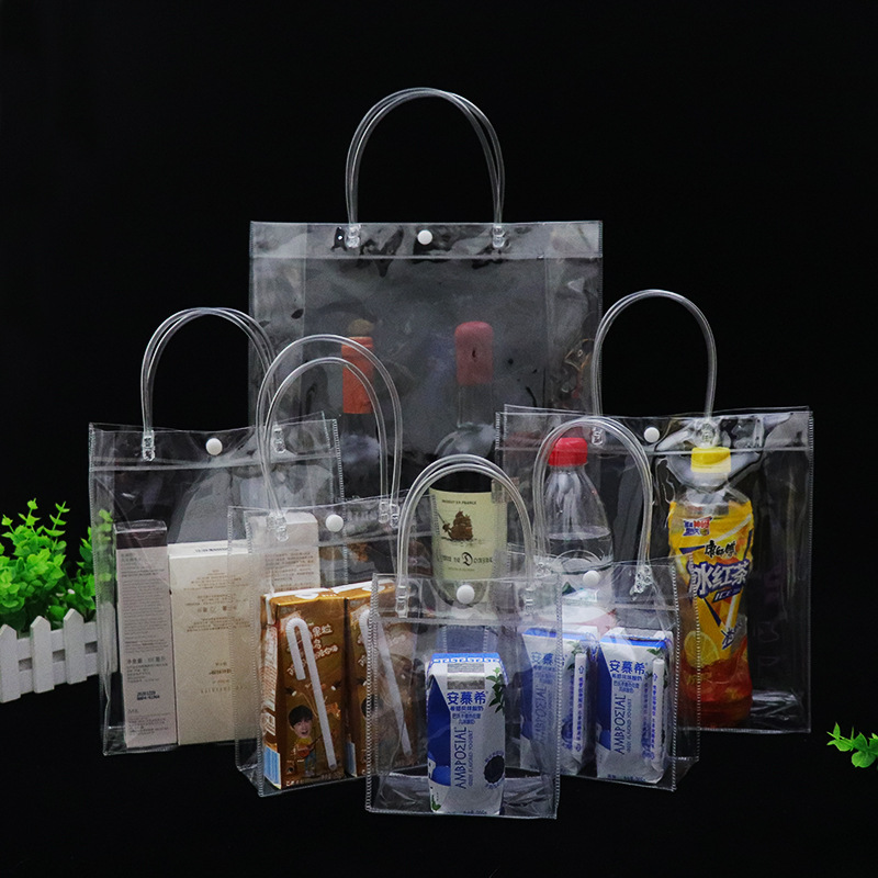 Plastic Transparent Pvc Handbag Custom Plastic Gift Bag Cosmetic Packaging Bag Popular Hand Bag Customization