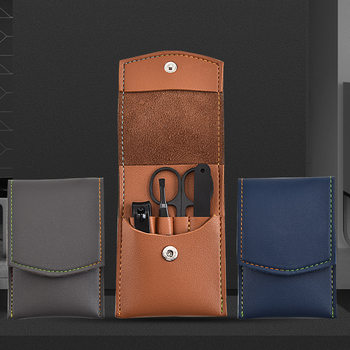 Factory Direct Sales Nail Clipper Set 4 Pieces Nail Clippers Nail Scissors Folding Bag Beauty Manicure Nail File Tool