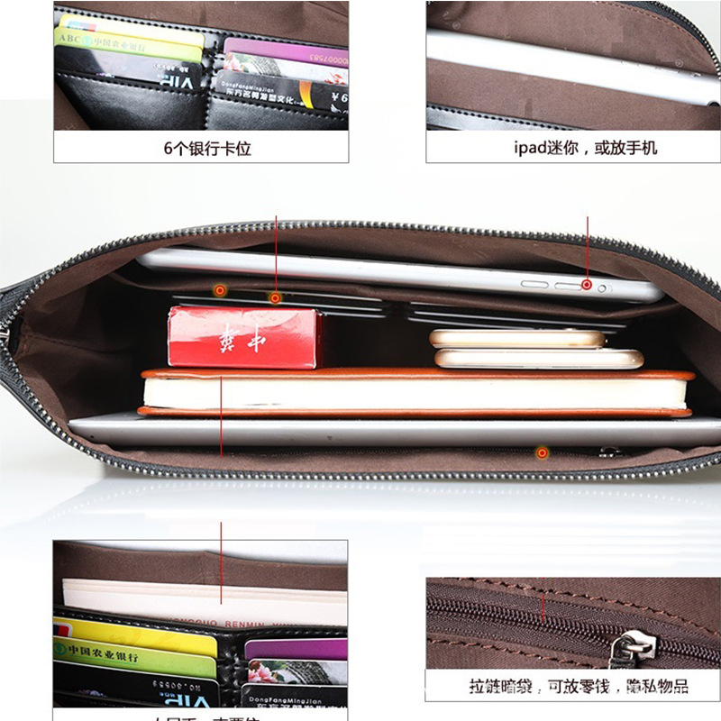 Factory direct supply cross-border men's handbag men's bag zipper wallet envelope Oxford cloth leisure wrist bag one generation