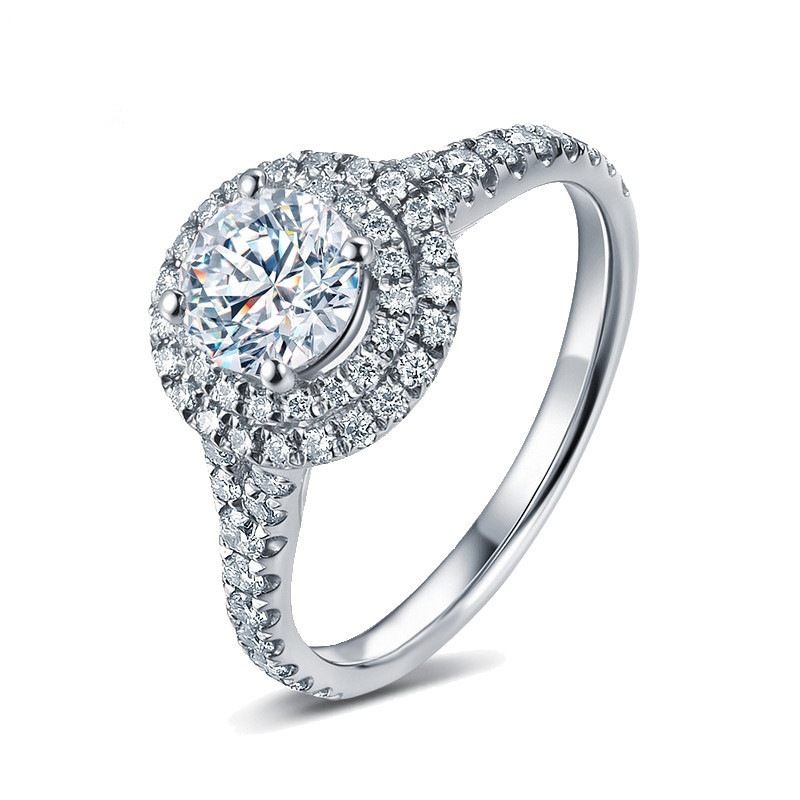 Cross-Mirror Classic Six-Claw Ring, High-End Heart Zircon Women's Ring, Environmentally Friendly Diamond Ring, European and American Luxury Trendy Jewelry Customization